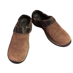 Merrell Encore Ripple Bracken Ortholite QForm Suede Wool Collar Moc Mule  8.5